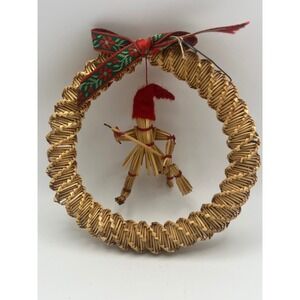Scandinavian Straw Christmas Ornament MCM Vtg